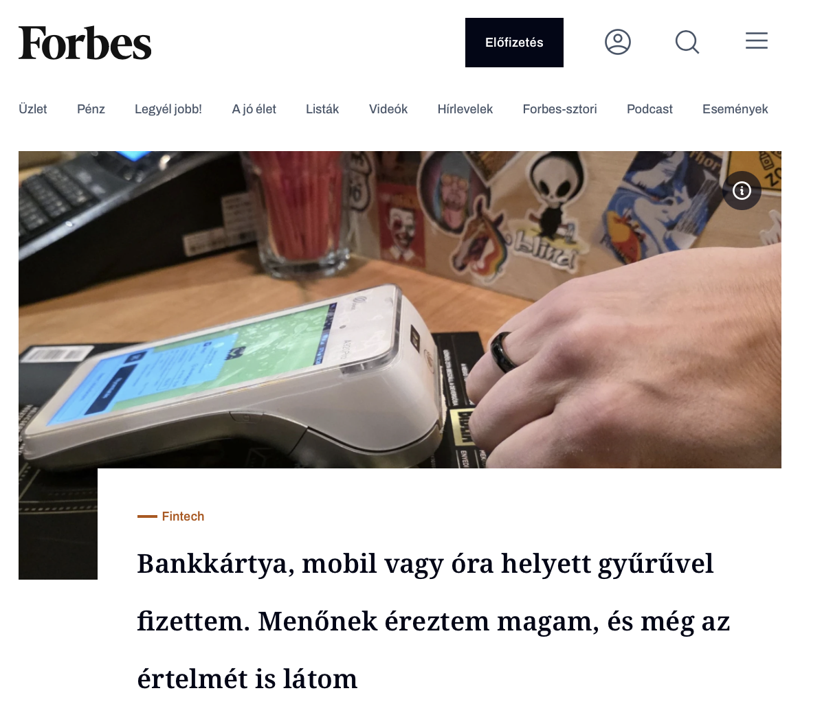 Bankkártya helyett fizetőgyűrű – mennyire működik a valóságban? A Forbes magazin is írt rólunk!